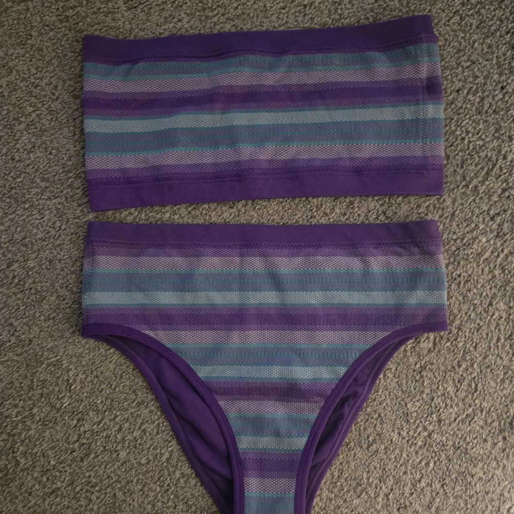 Striped Purple and Blue Bikini Set
